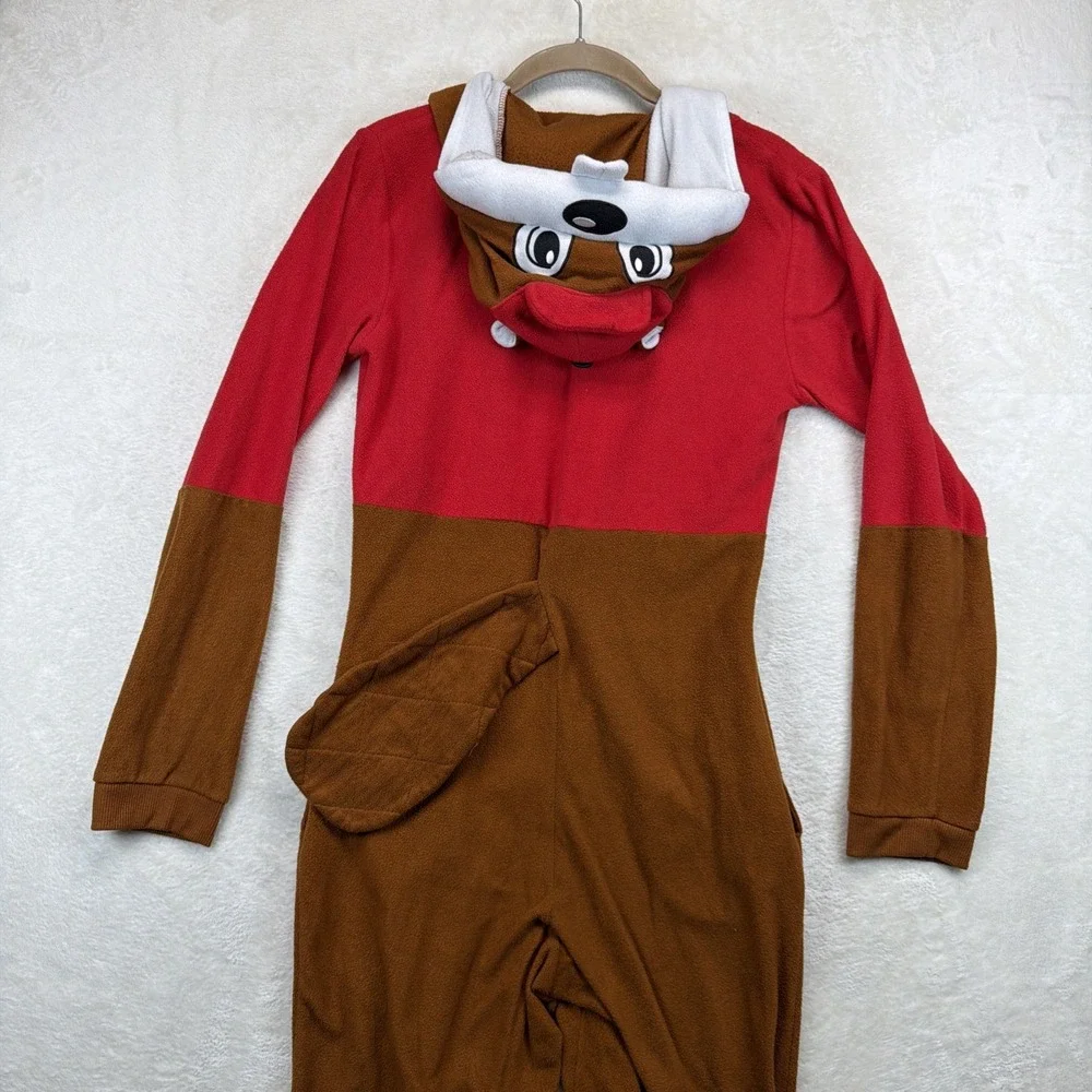 Buc-ee's Beaver Costume Boys Medium Hooded One Piece Pajama Union Suit Zip Tail
